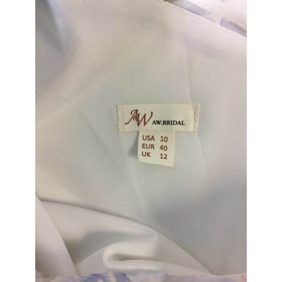 AW BRIDAL SZ 10 L azure purple print floral Cassidy formal party maxi dress B60 - Picture 8 of 9